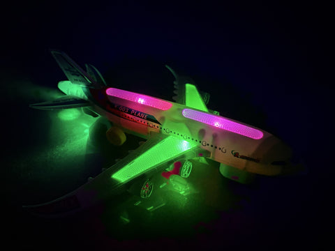 A380 Electronic Airplane Toy with Lights, Music & Bump-and-Go Action – Universal Wheel Model for Kids