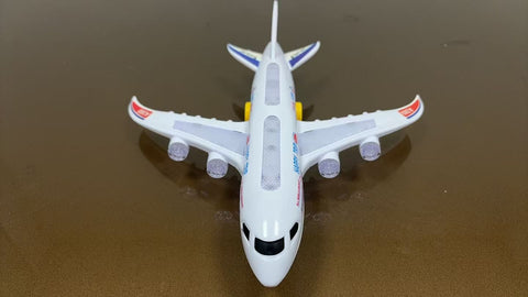 A380 Electronic Airplane Toy with Lights, Music & Bump-and-Go Action – Universal Wheel Model for Kids