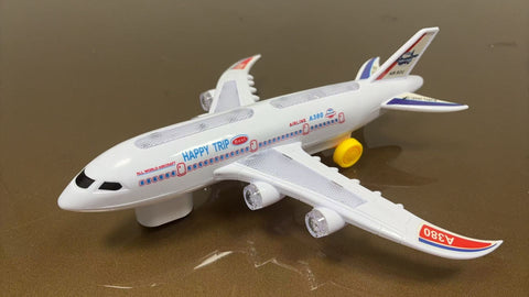 A380 Electronic Airplane Toy with Lights, Music & Bump-and-Go Action – Universal Wheel Model for Kids
