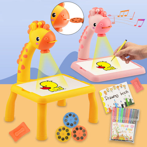 Projection Painting LCD Drawing Tablet for Kids – Cartoon Art & Writing Pad with Projector