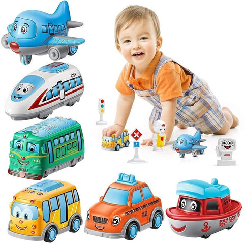 Q-Metal Pull-Back Vehicles Set – Educational Toy for Teaching Transportation