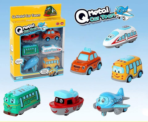Q-Metal Pull-Back Vehicles Set – Educational Toy for Teaching Transportation
